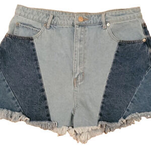 Gemma Rae Hi Rise Mom Tri Colored Denim Shorts Women's Size 15/32